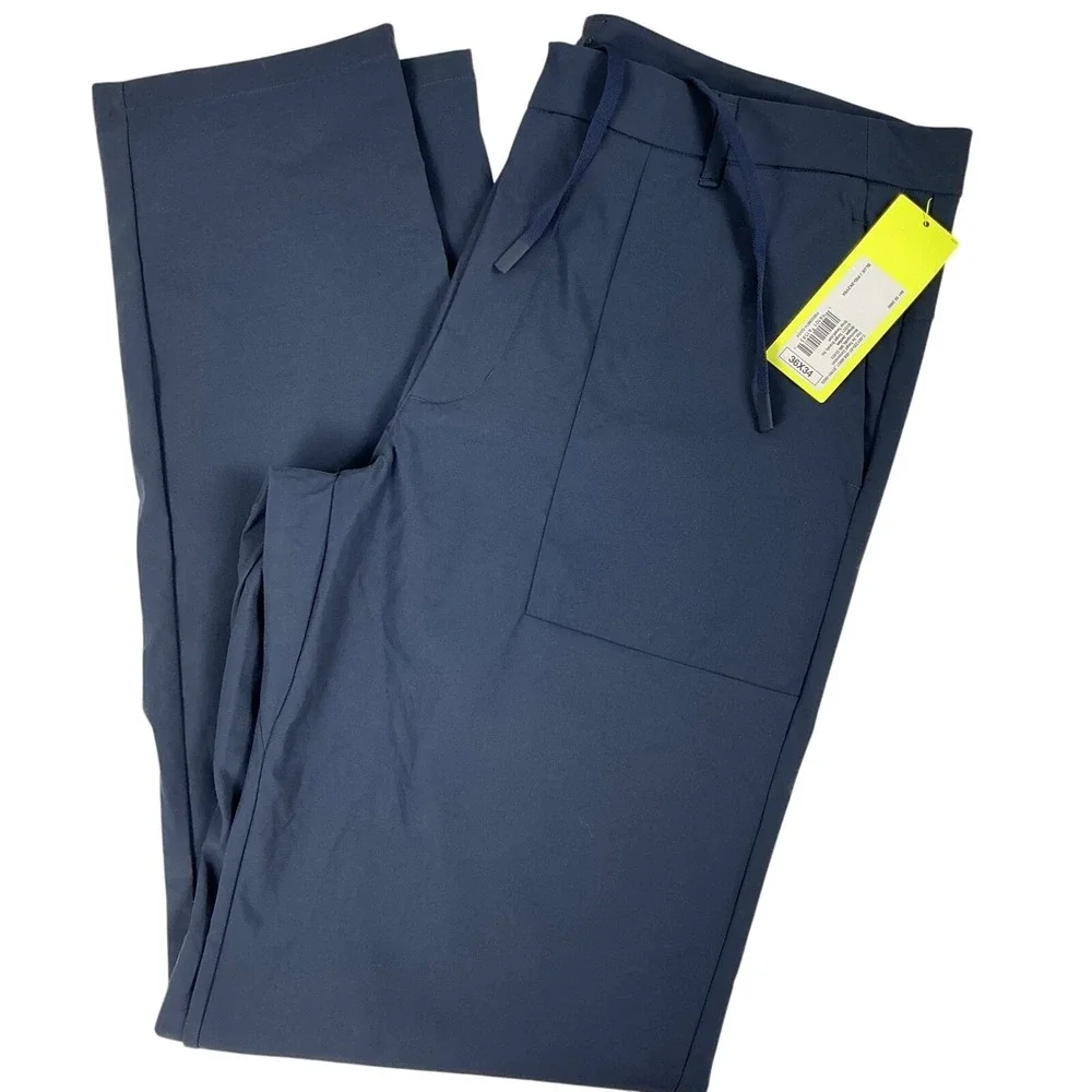 Mens All in Motion Golf Pants 36x34 Blue Lightweight Drawstring Activewear NWT